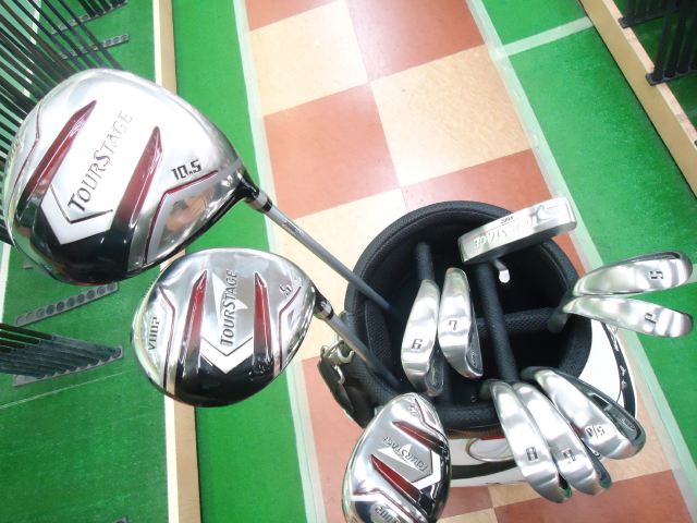 ツアーステージV002クラブセット赤 スチール ブリヂストン アイアン