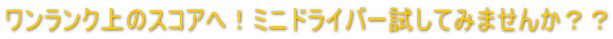 ワンランク上のスコアへ！ミニドライバー試してみませんか？？